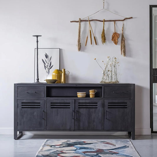 Mangohouten Dressoir Henderson Black 180 cm Mahom
