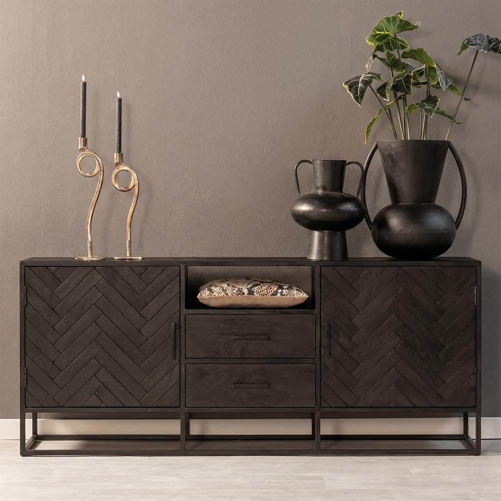 Mangohouten Dressoir Toronto Black 180 cm Mahom