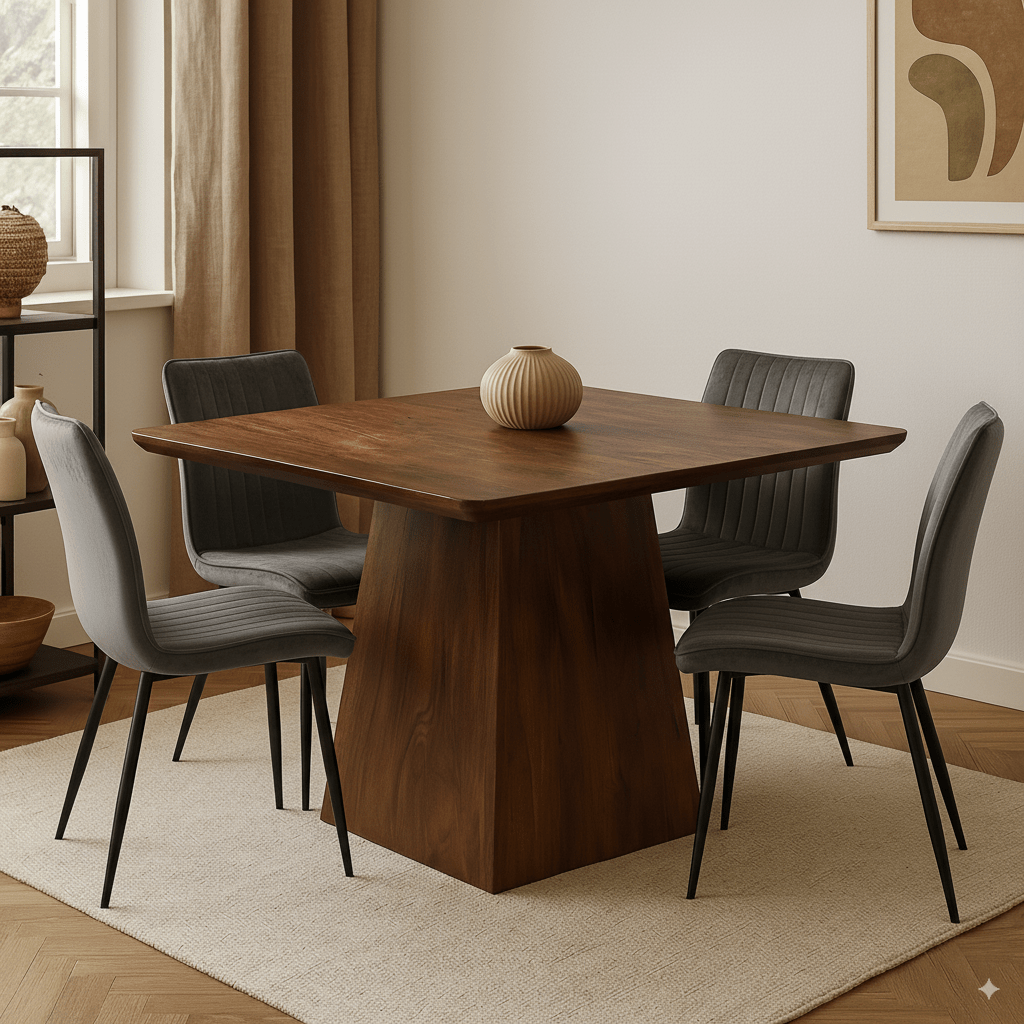 Mangohouten eettafel vierkant donkerbruin 110x110cm