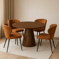 Mangohouten eettafel donkerbruin rond 110cm