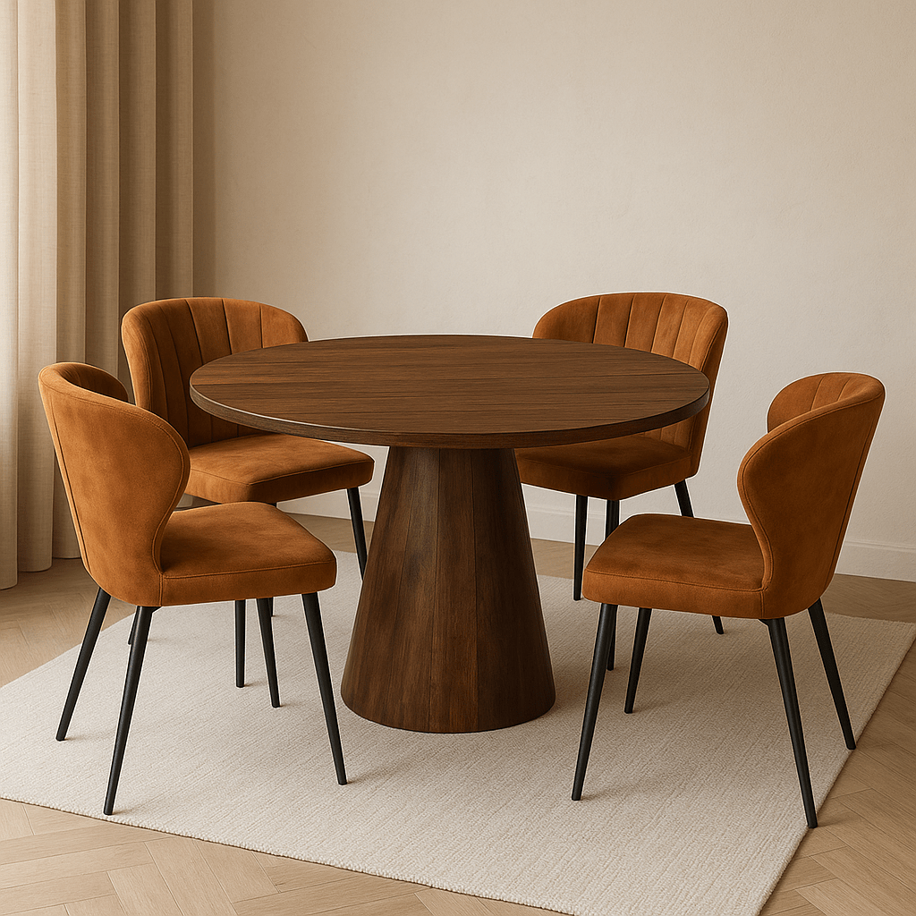 Mangohouten eettafel donkerbruin rond 110cm