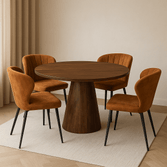 Mangohouten eettafel donkerbruin rond 110cm