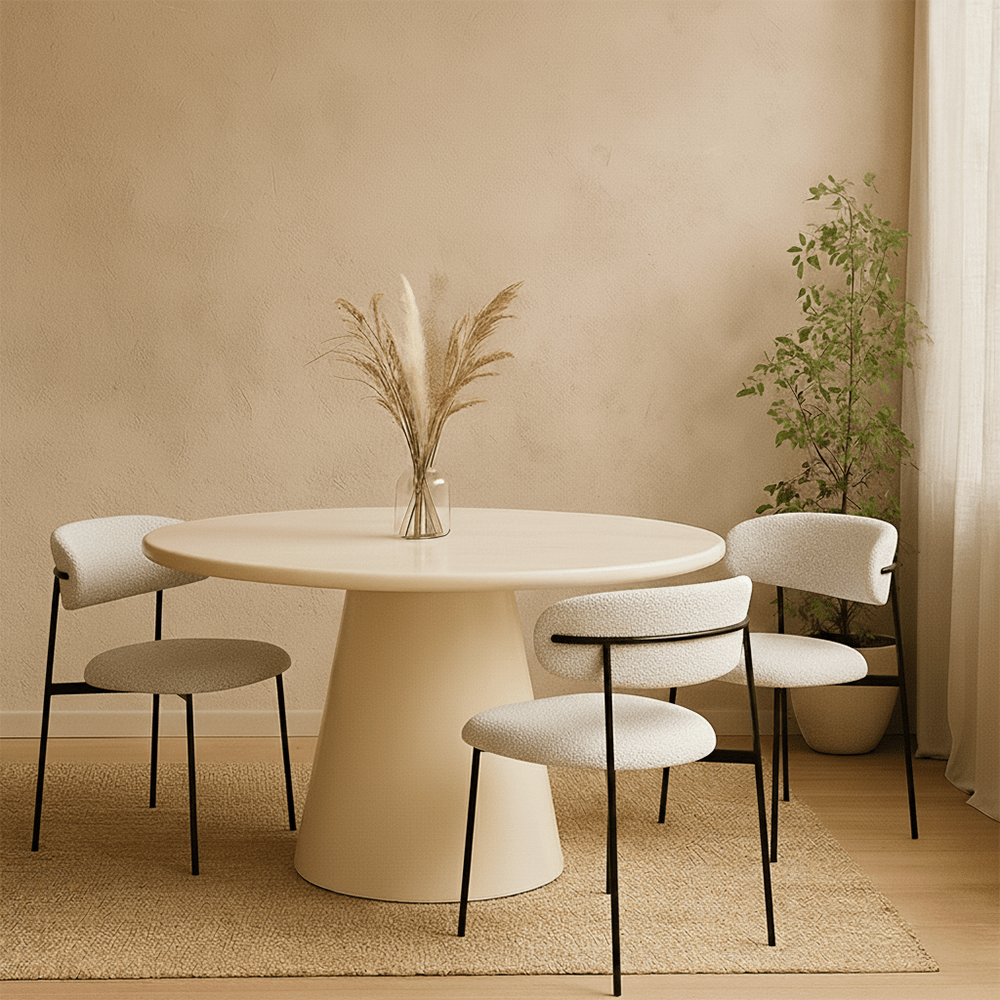 Ronde beige eettafel