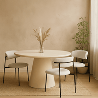 Eettafel Savannah Microcement Rond 120 cm Beige Mahom