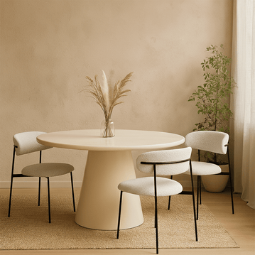 Ronde beige eettafel