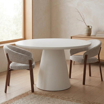 Ronde eettafel van microcement