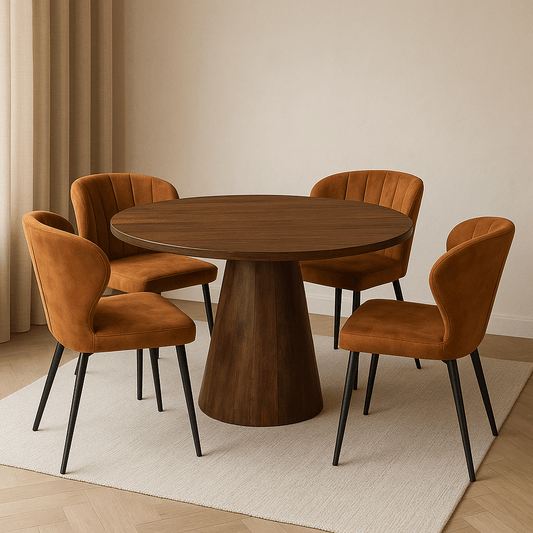 Mangohouten Eettafel Nova Rond 130 cm Donkerbruin Mahom