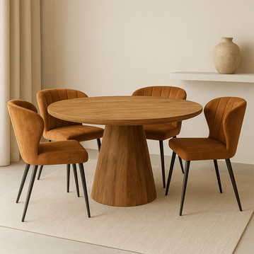 Mangohouten eettafel rond 130cm