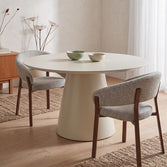 Ronde witte eettafel van mangohout
