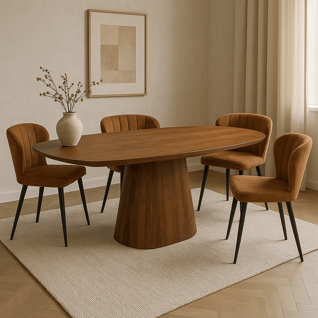 Mangohouten eettafel donkerbruin deens ovaal 160x90cm