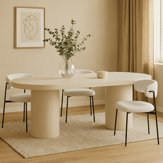 Eettafel Capsule Savannah Mircocement Cilinderpoot 180 cm Beige Mahom