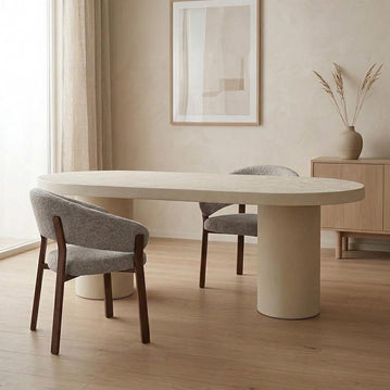 Ovale eettafel van microcement