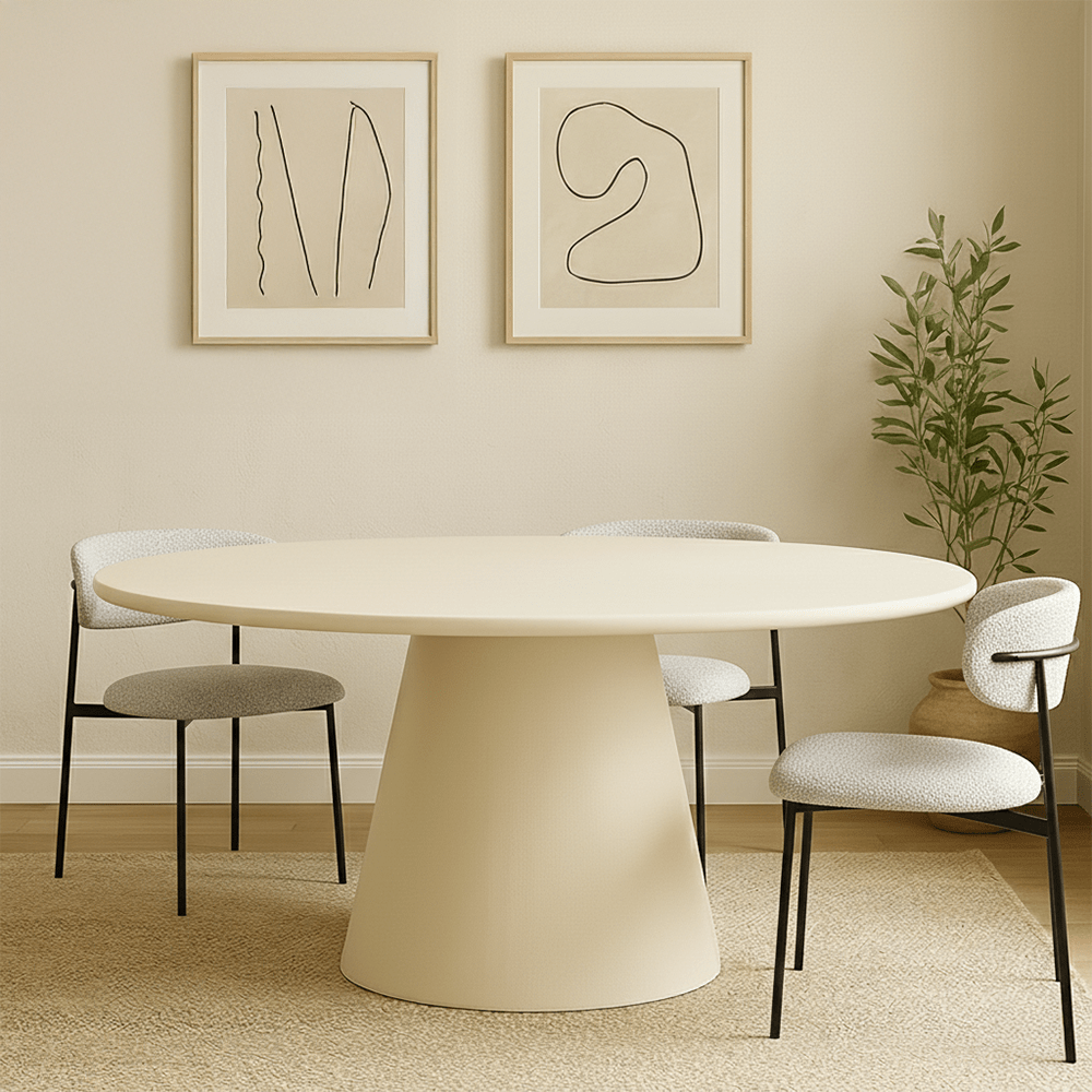 Eettafel Ovaal Savannah Microcement Kegelpoot 200 cm Beige Mahom