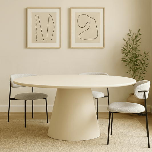 Eettafel Ovaal Savannah Microcement Kegelpoot 200 cm Beige Mahom