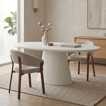 Ovale eettafel van microcement