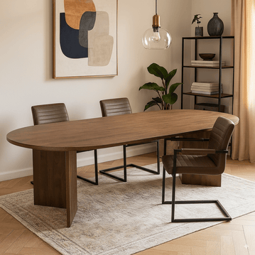 Mangohouten eettafel walnoot 210x100
