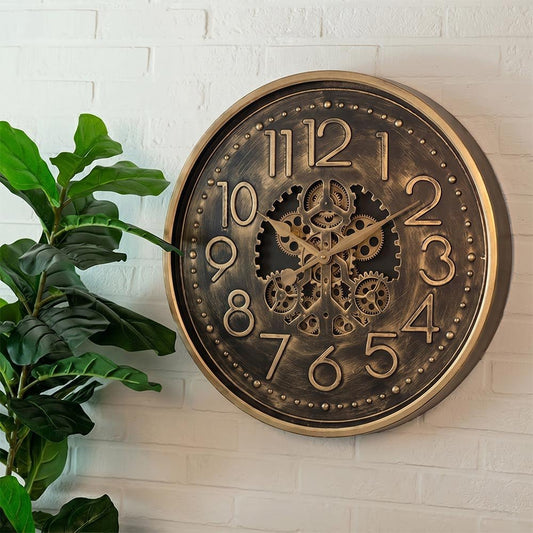 Wandklok Tasma L zwart/goud Ø70cm