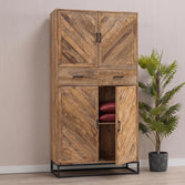 Mangohouten Kast 100 cm 2 lades en 4 deuren