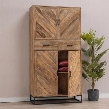 Mangohouten Kast 100 cm 2 lades en 4 deuren