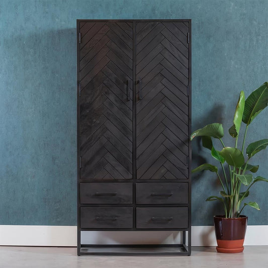 Mangohouten Kast Toronto Black 80 cm Mahom
