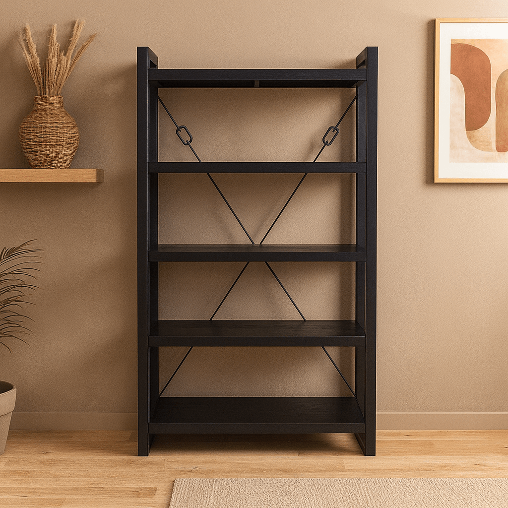 Mangohouten Boekenkast Minneapolis Black 120 cm Mahom