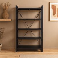 Mangohouten Boekenkast Britt Black 120 cm Mahom