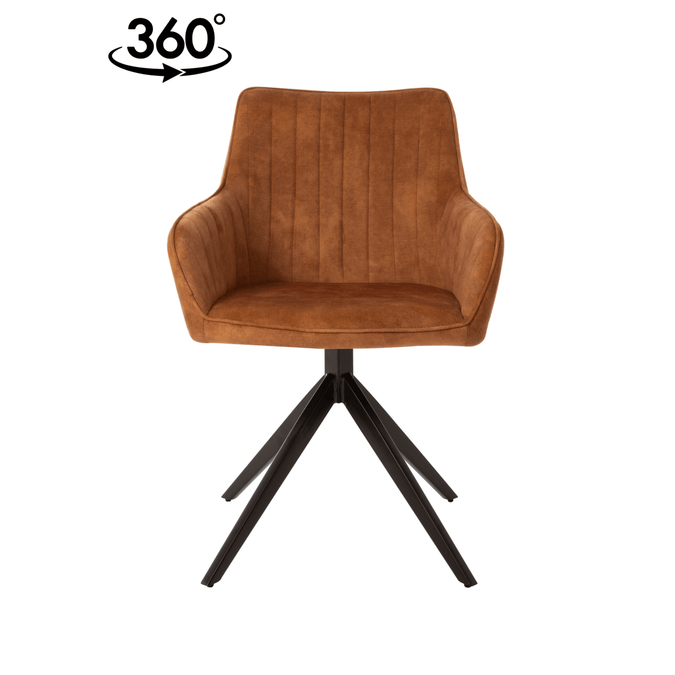 Eetkamerstoel Cannes Cognac met zwart onderstel Mahom