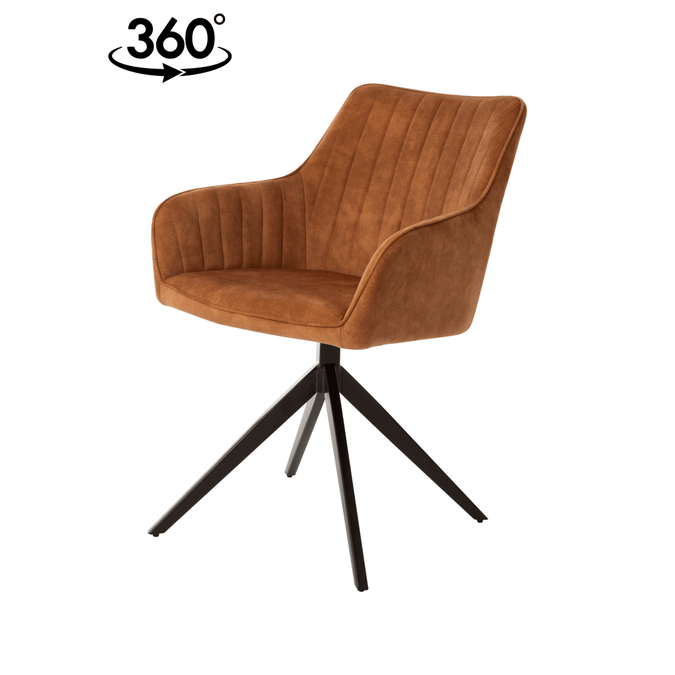 Eetkamerstoel Cannes Cognac met zwart onderstel Mahom