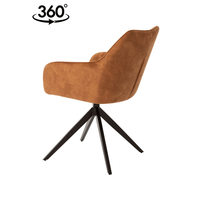 Eetkamerstoel Cannes Cognac met zwart onderstel Mahom