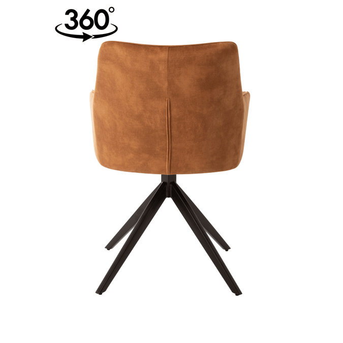 Eetkamerstoel Cannes Cognac met zwart onderstel Mahom