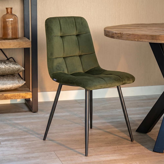 Eetkamerstoel Turin Groen met zwart onderstel Mahom