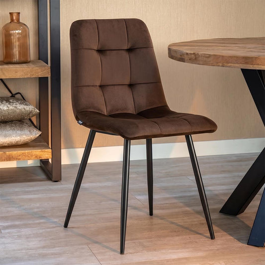 Eetkamerstoel Turin Bruin met zwart onderstel Mahom