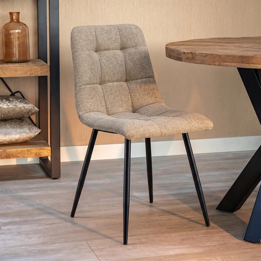 Eetkamerstoel Turin Taupe met zwart onderstel Mahom