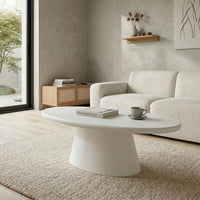 Salontafel Ovaal Savannah Microcement Kegelpoot 120 cm Wit Mahom