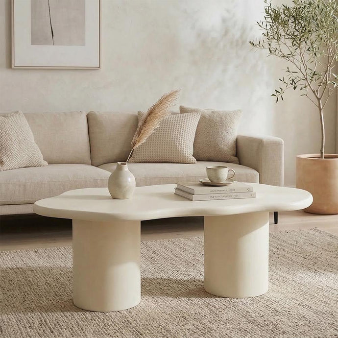 Salontafel Organisch Savannah Microcement Cilinderpoot 120 cm Beige Mahom