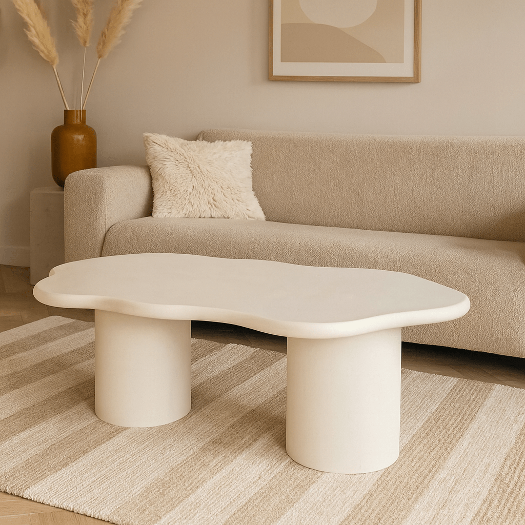 Witte salontafel met brede tafelpoten