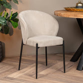 Eetkamerstoel Beige met zwart onderstel