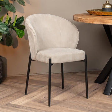 Eetkamerstoel Beige met zwart onderstel