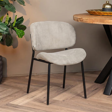 Eetkamerstoel Beige met zwart onderstel  