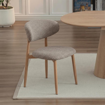 Eikenhouten eetkamerstoel Japandi taupe