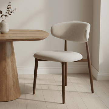 Walnoot eetkamerstoel Japandi beige