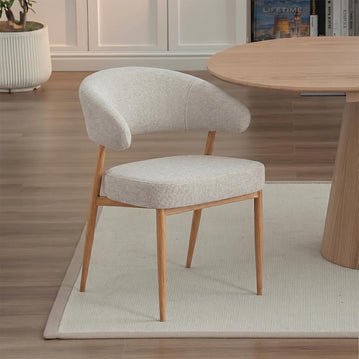 Eetkamerstoel Japandi Nobu Beige met eik onderstel Mahom