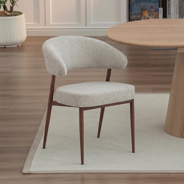 Eetkamerstoel Japandi Nobu Beige met walnoot onderstel Mahom