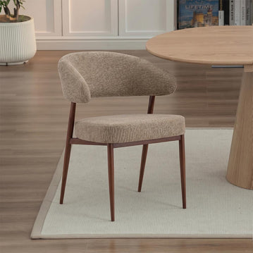 Eetkamerstoel Japandi Nobu Taupe met walnoot onderstel Mahom