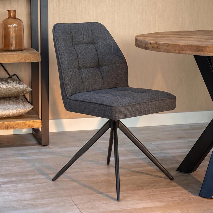 Eetkamerstoel Bayonne Donkergrijs met zwart onderstel Mahom