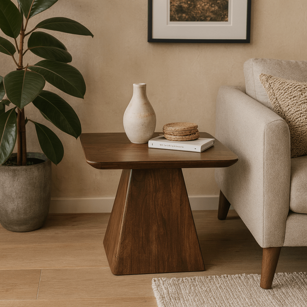 Mangohouten salontafel donkerbruin vierkant 60x60cm