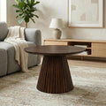 Donkerbruine ronde salontafel van mangohout