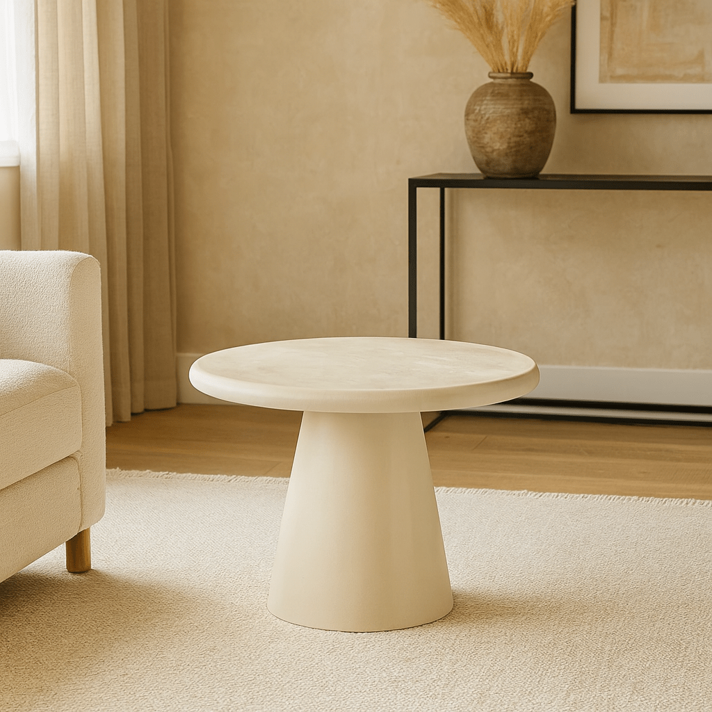 Beige salontafel rond