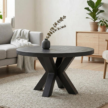 Mangohouten Salontafel zwart 90 cm