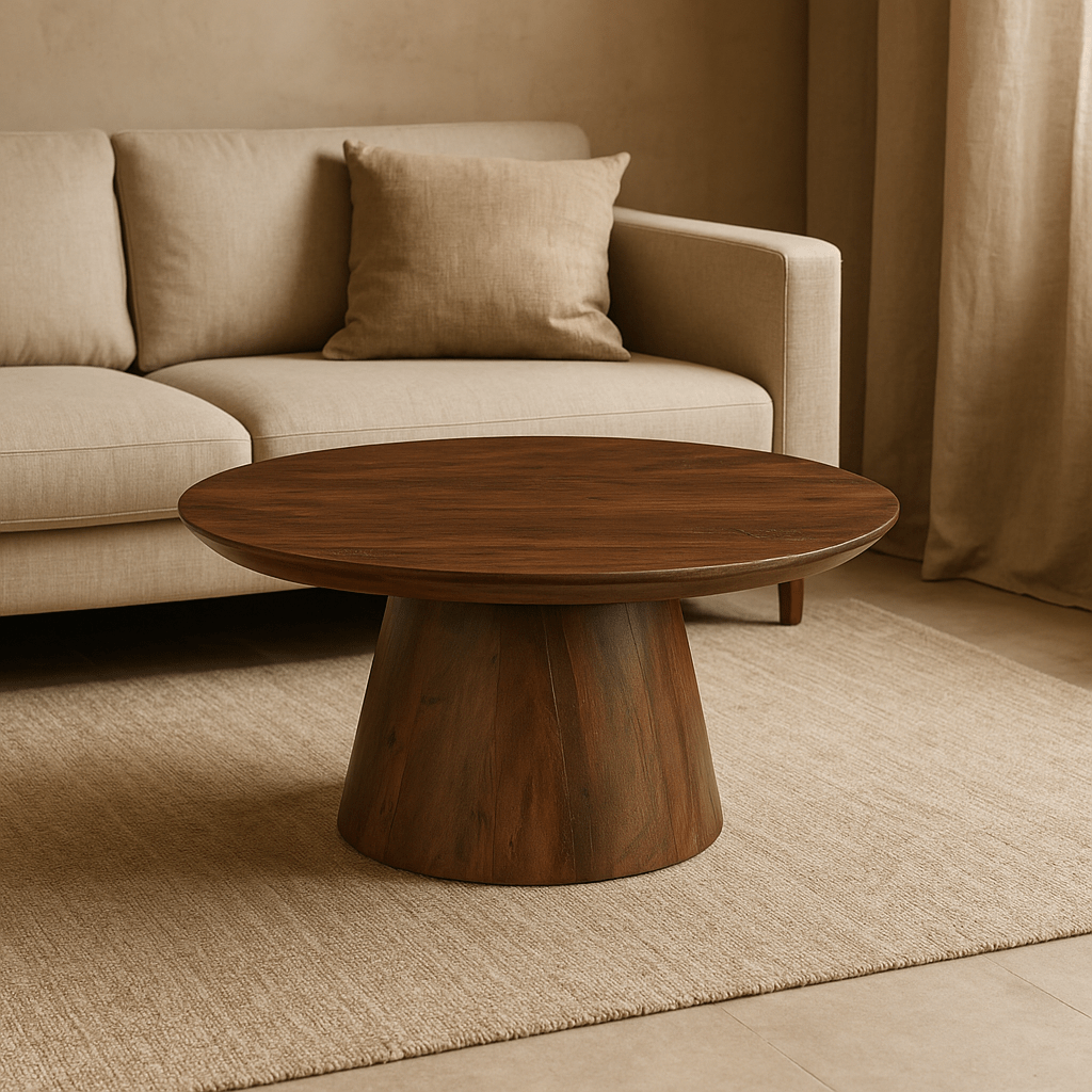 Mangohouten salontafel donkerbruin rond 80cm